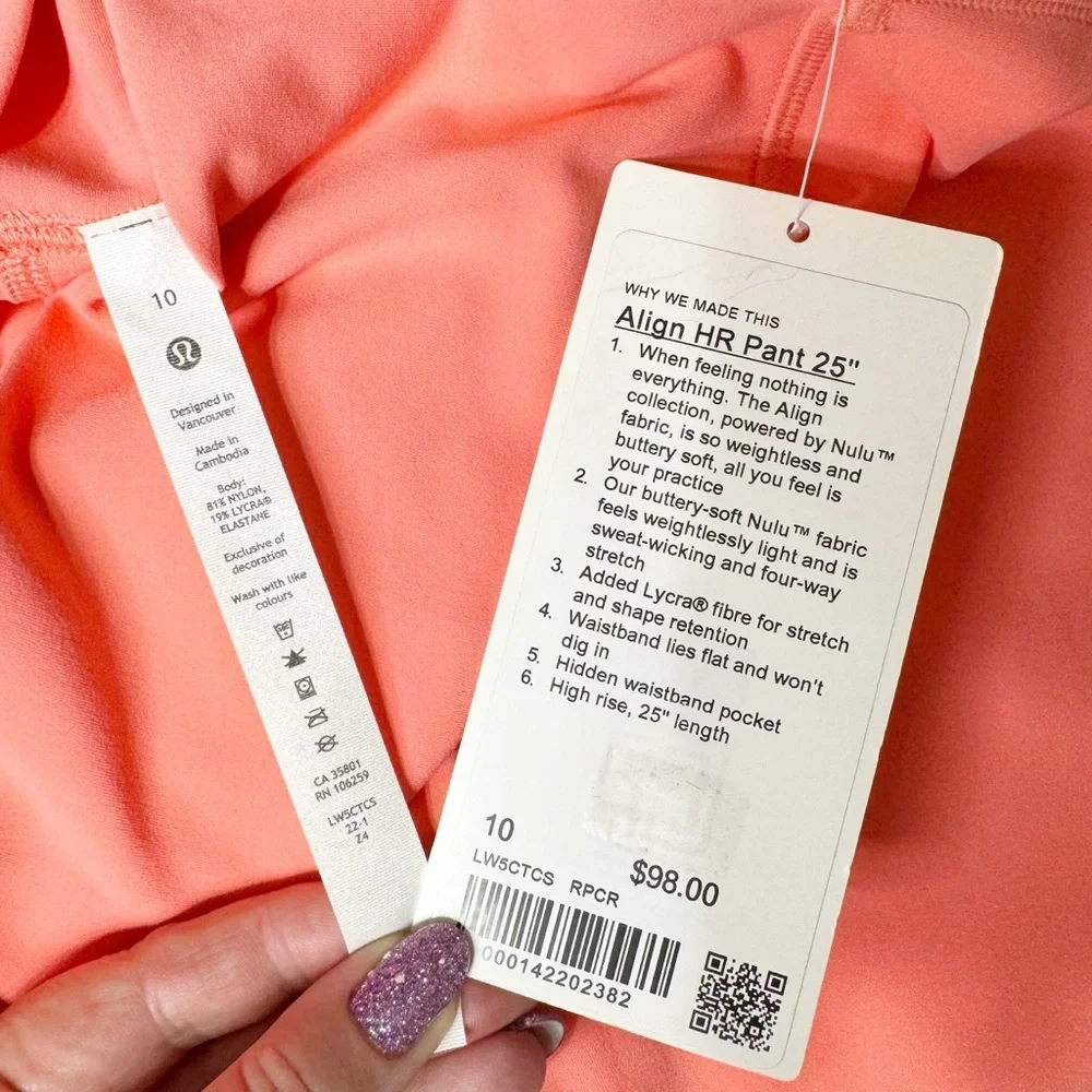 Lululemon Align High Rise Pant Leggings Raspberry Cream 8 10 NWT